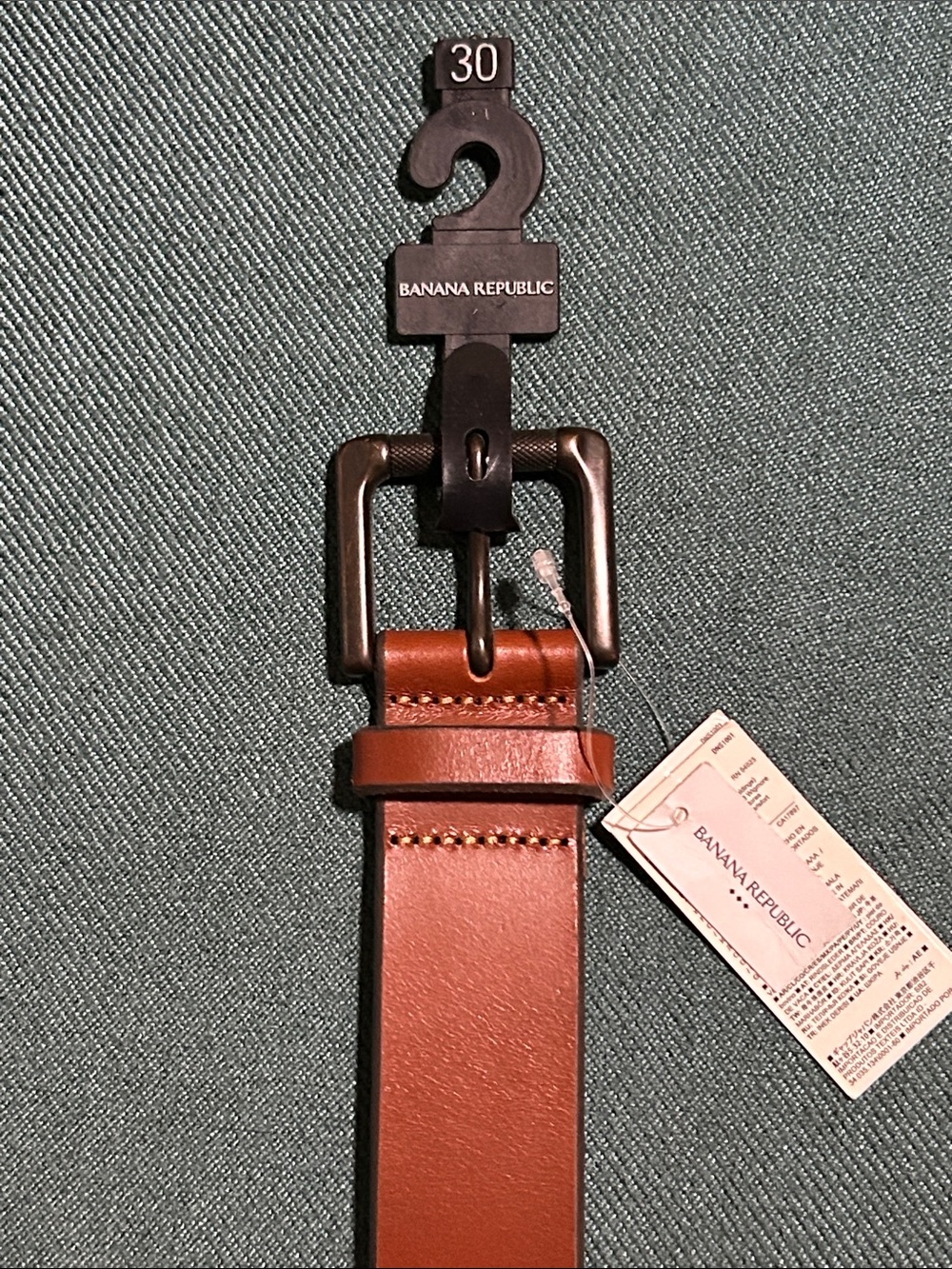 Banana Republic Men's 30” Cognac Brown Leather Belt Dark Metal Buckle -Brand New